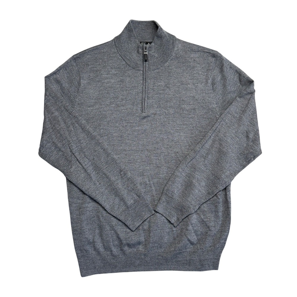 Jos A Bank Traveler's Collection Gray 100% Merino Wool Quarter Zip Sweater Large